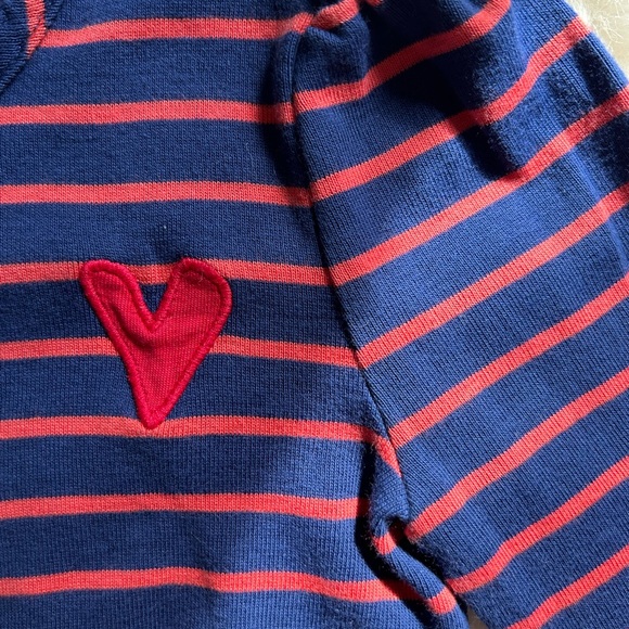 Hanna Andersson navy red striped puff sleeve heart top size 110 US 5 - Picture 3 of 3
